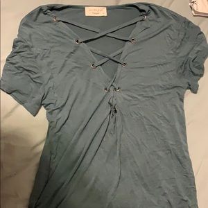 Blue t-shirt with cross detailing - Lavender Field